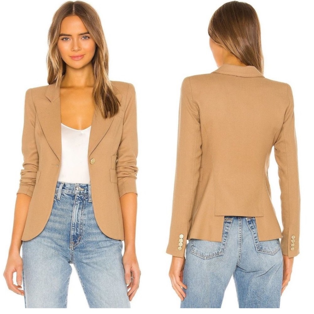 ❌SOLD❌Smythe Classic Duchess Wool Camel Tan Tailored Structured Wool Blazer - Picture 1 of 15